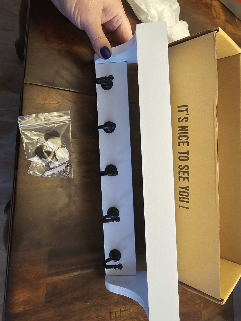White Wall-Mount Key Holder with Shelf